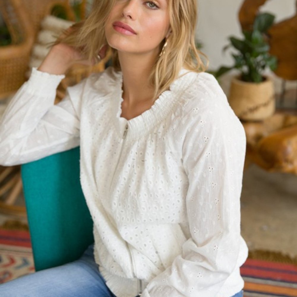 Eyelet Bomber Jacket - Picture 4 of 6